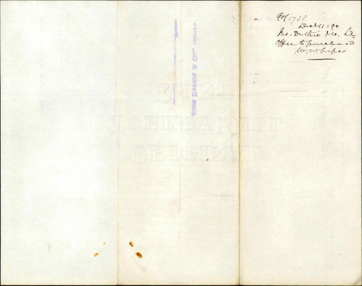 Offer to purchase water works pipes - John Duthie and Company Ltd