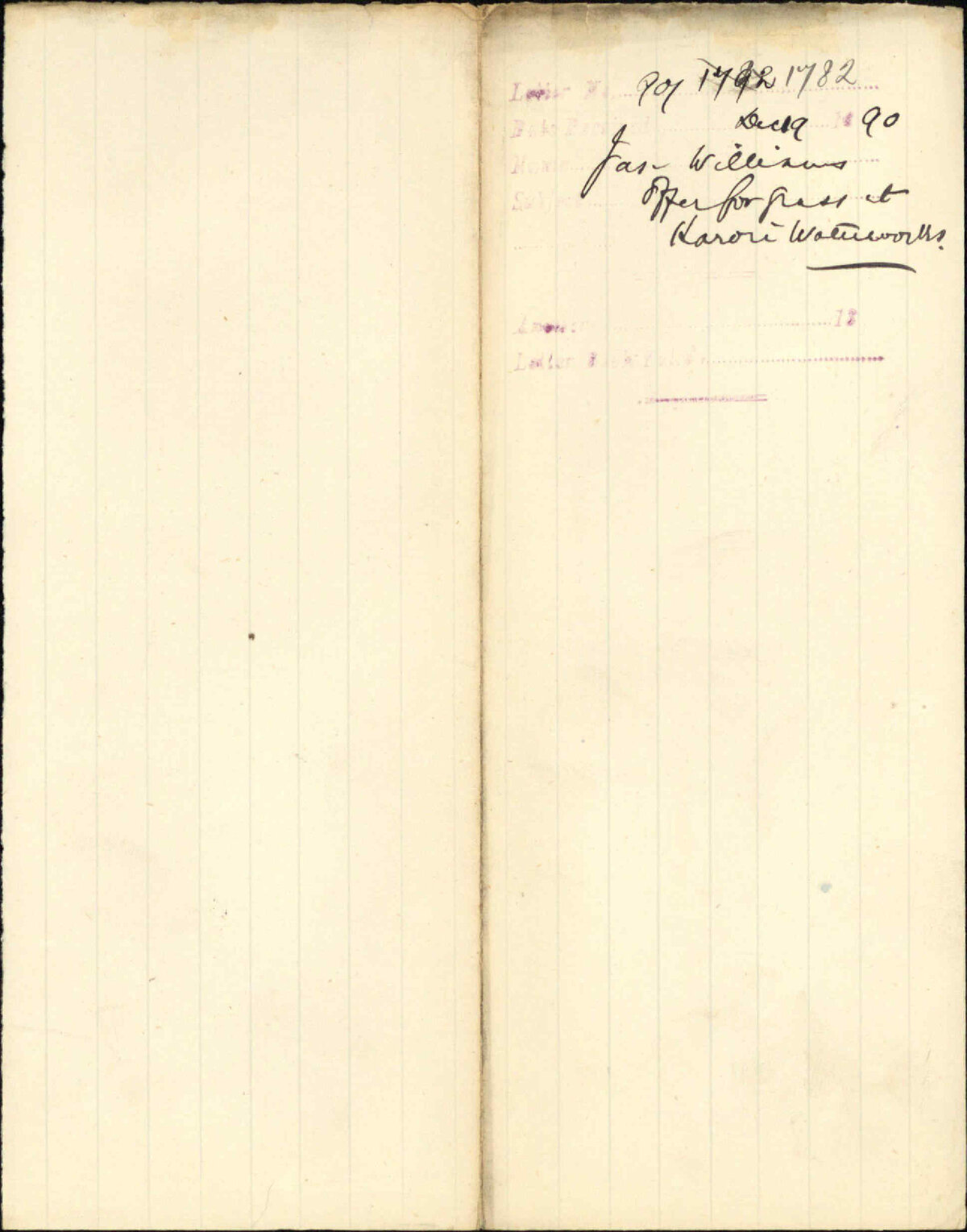 Offer for grass at Karori water works - James Williams