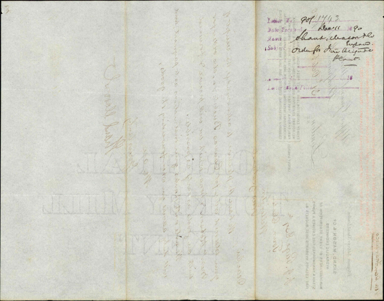 Order for Fire Brigade plant - Shand, Mason and company, England