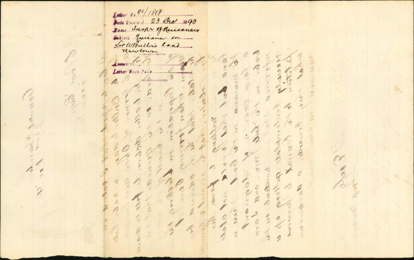 Nuisance at Sir W Buller's land, Newtown - Inspector of Nuisances
