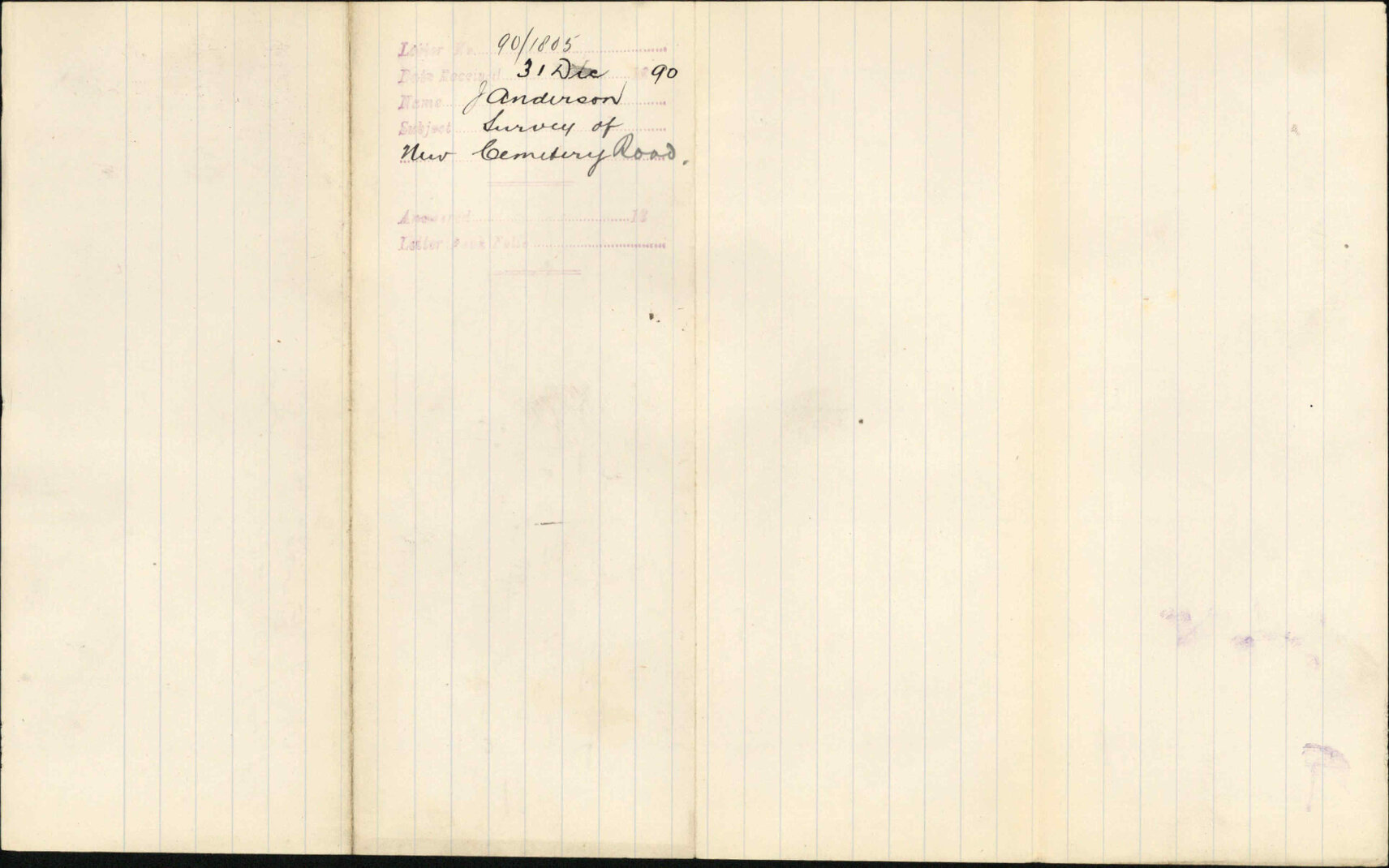Survey of new Cemetery Road - J Anderson