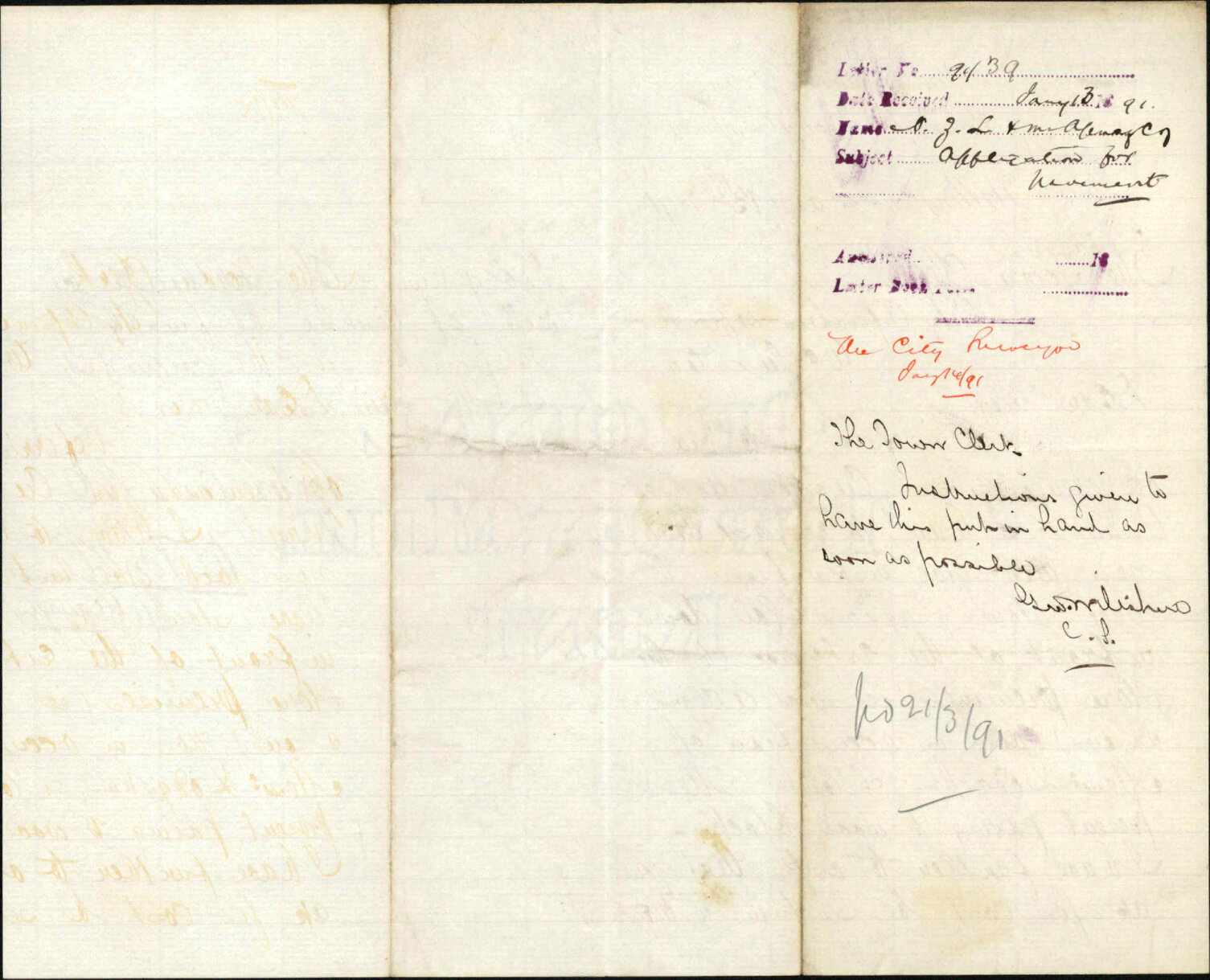 Application for pavement - New Zealand Loan and Mercantile Agency Company