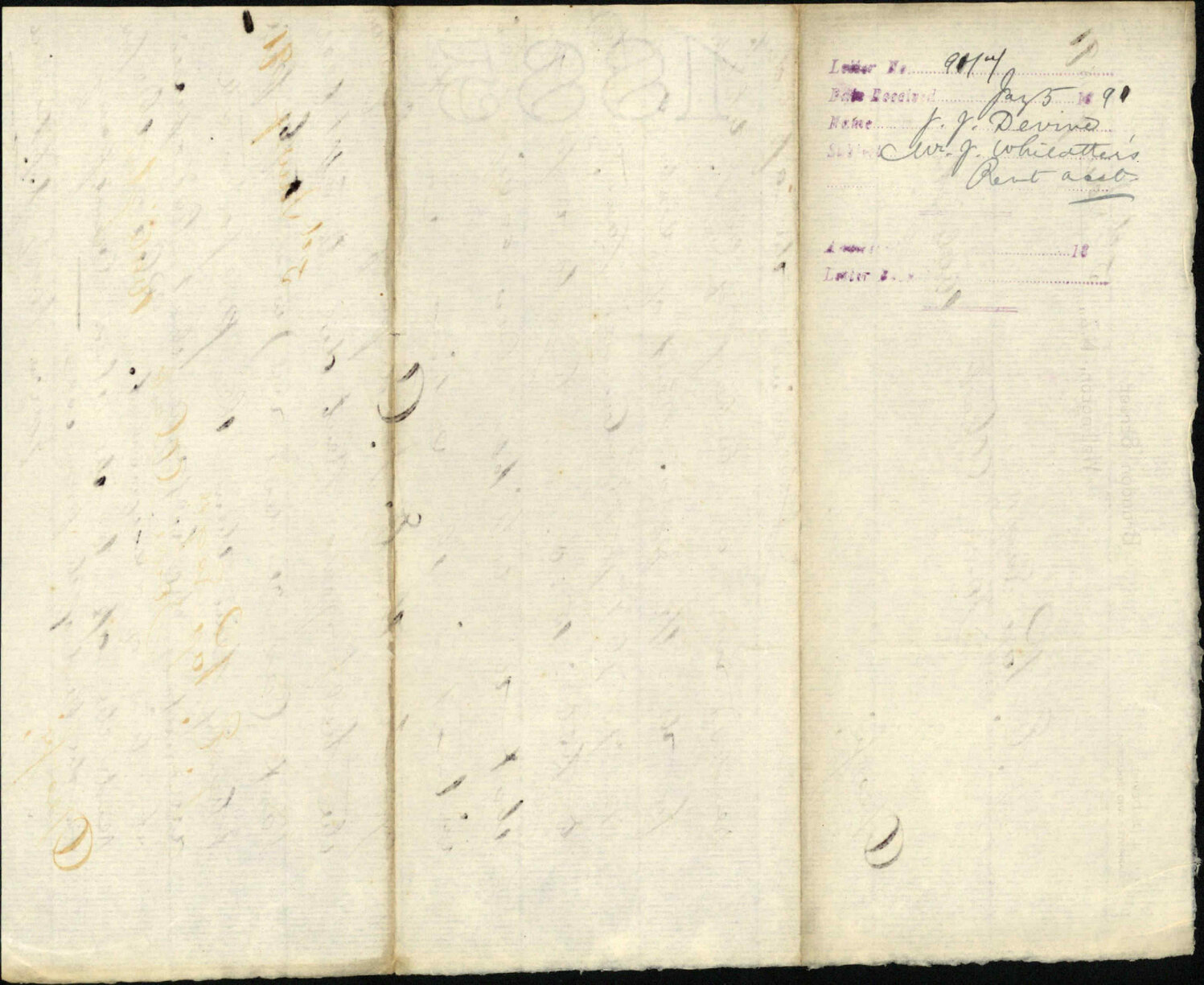 Mr Whittaker's rent account - J J Devine