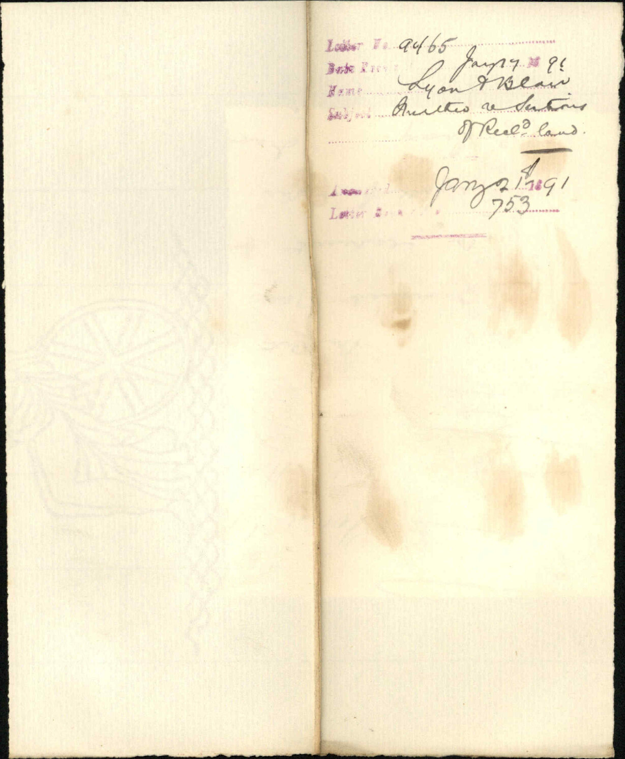 Reclaimed land sections - Lyon and Blair