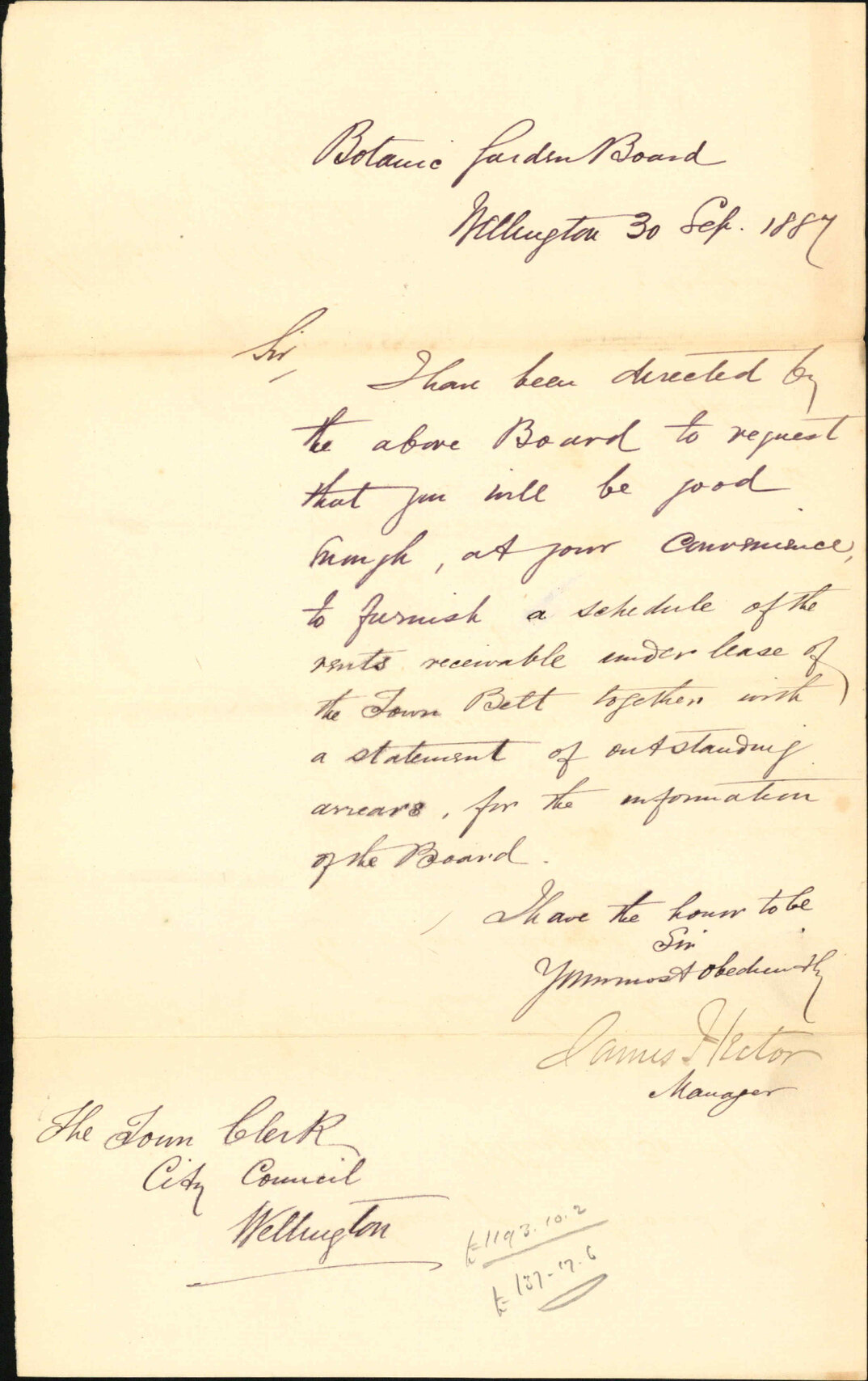 Asking information regarding town belt rents - Botanic Gardens Board