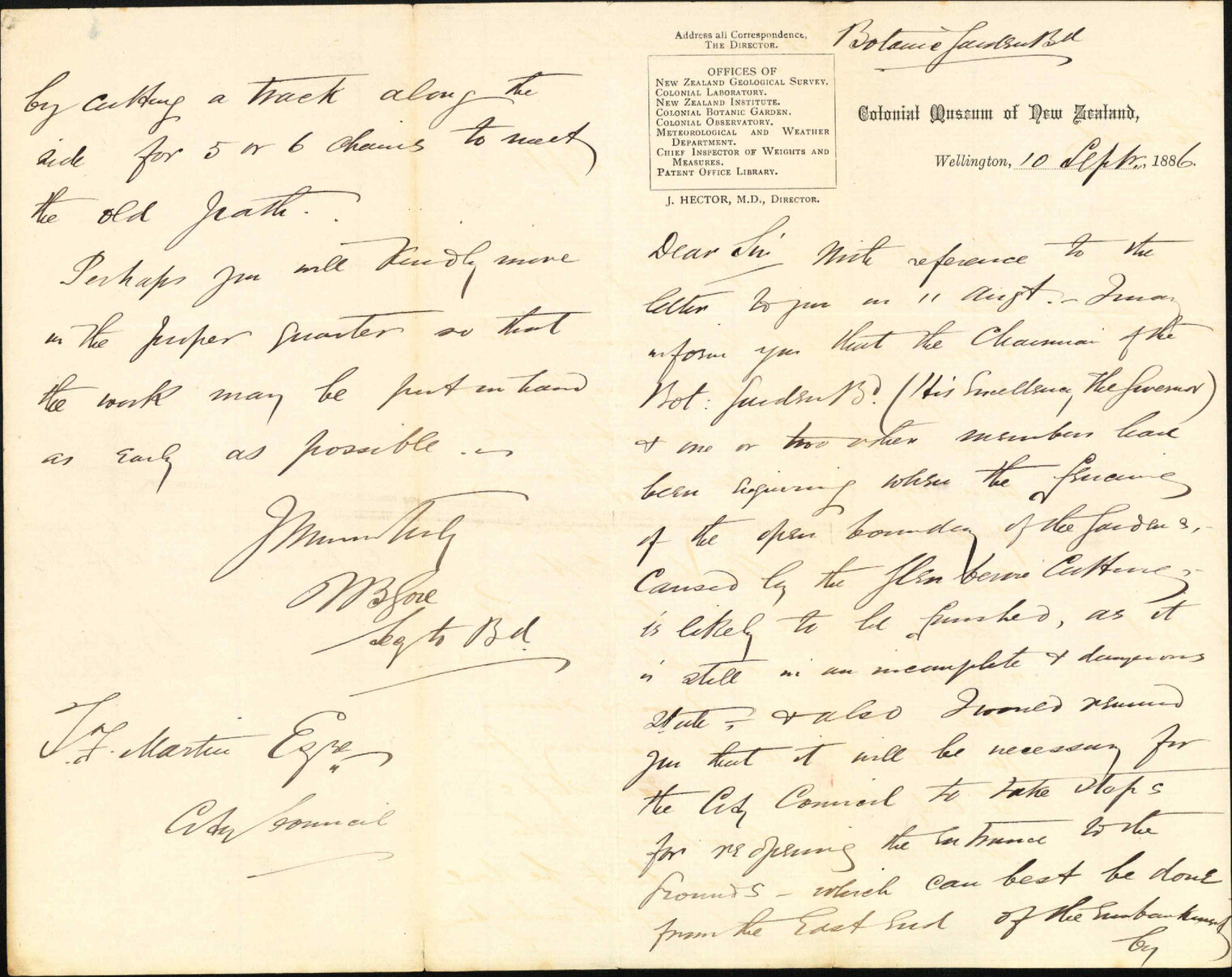 Fencing etc Glenbervie Terrace - Botanic Gardens Board