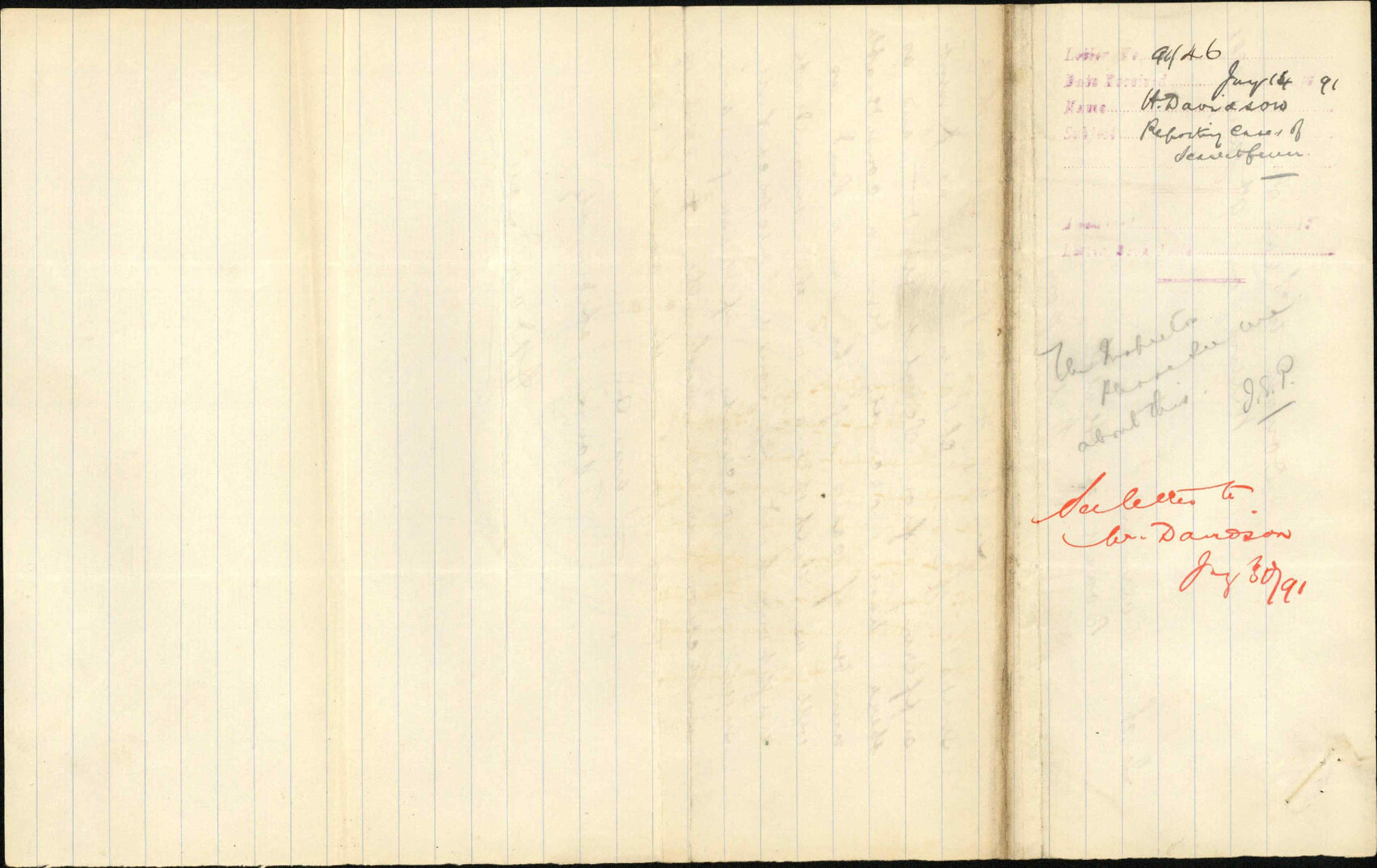 Reporting cases of Scarlet Fever - H Davidson