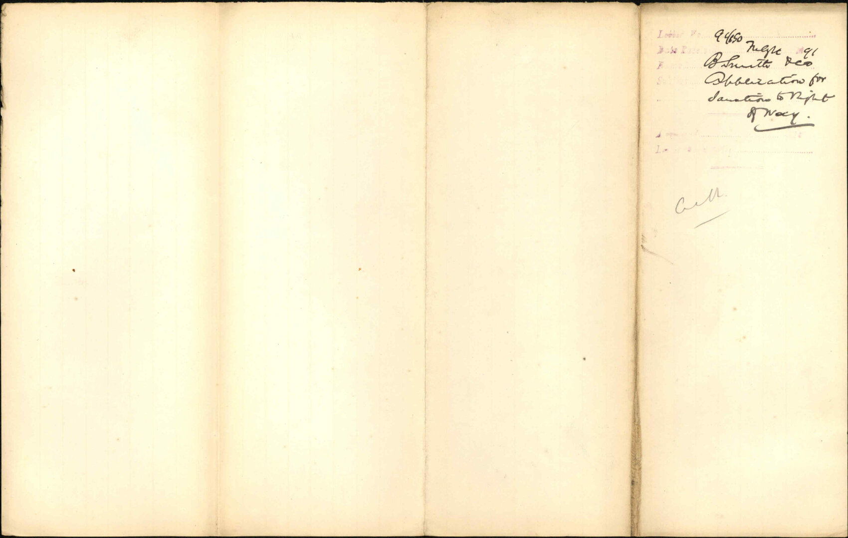 Application to form right of way, Town Acre 734 - B Smith and company