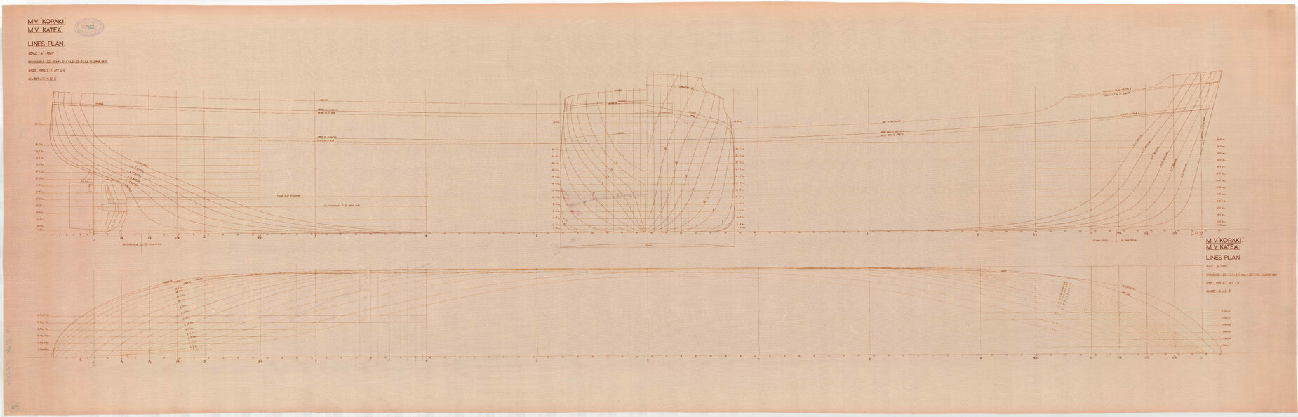 MV Koraki, MV Katea, lines plan