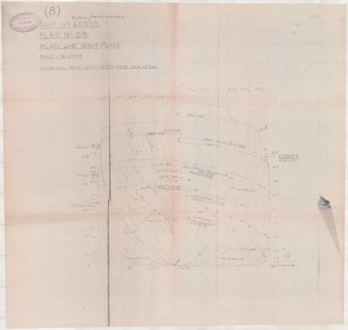 MV Koraki, MV Katea, MV Waikare, plate line body plan