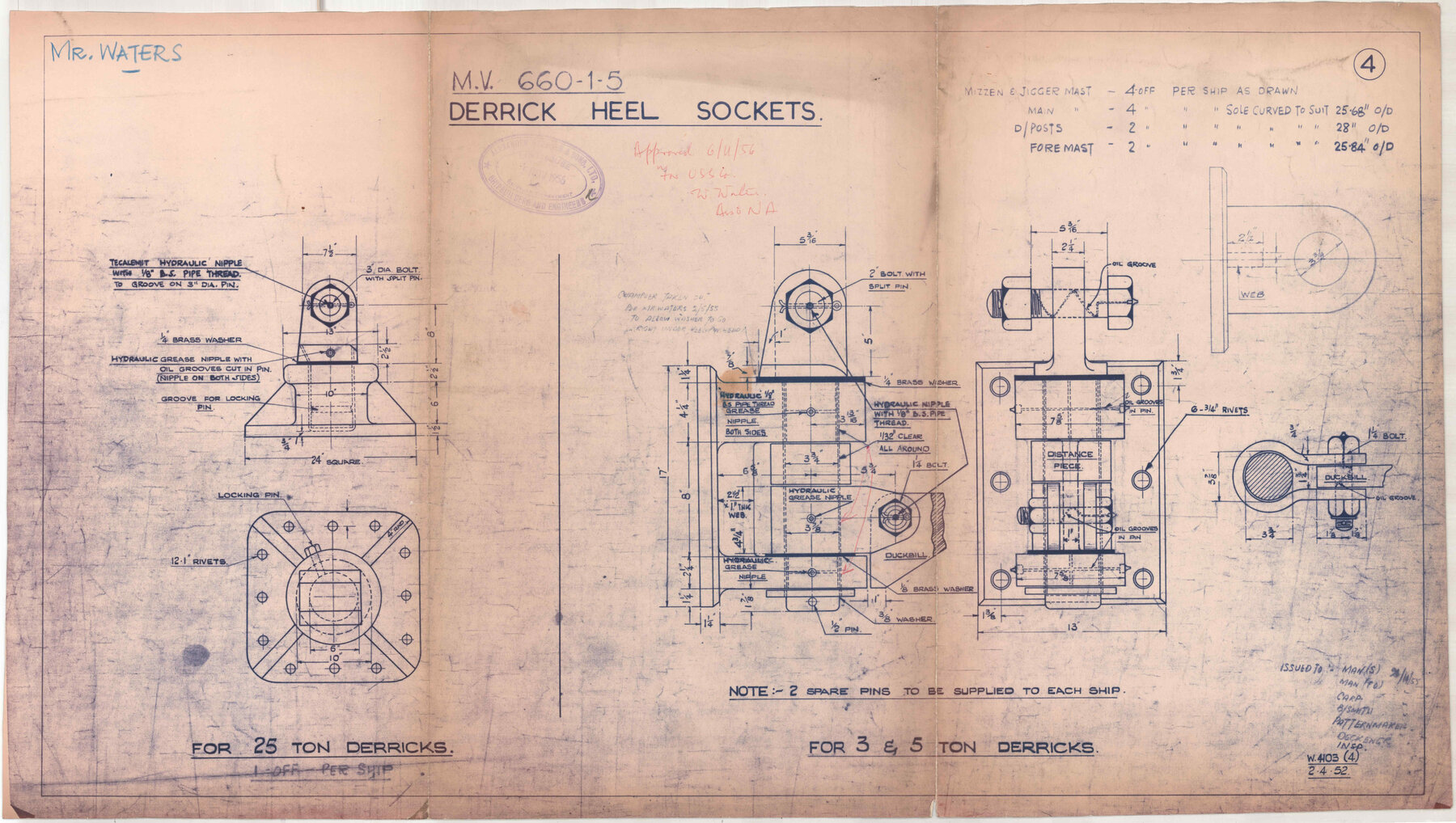 [MV Koraki, MV Katea, MV Waikare], MV 660-1-5, derrick heel sockets