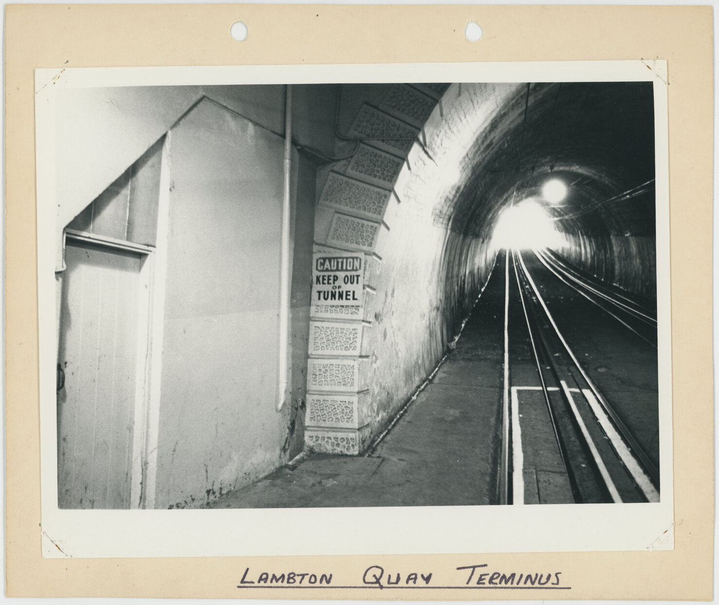 Sign along Kelburn Cable Car tracks, Lambton Quay Terminus