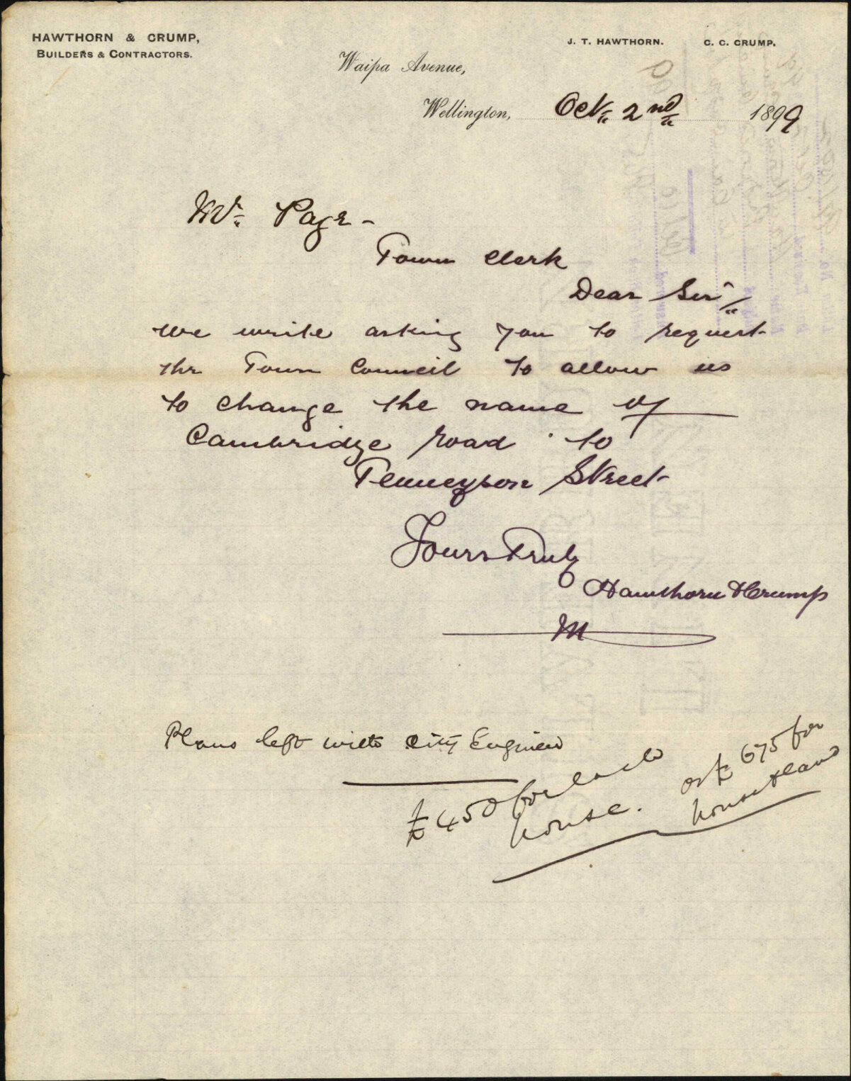 Proposed renaming of Cambridge Road [Tennyson Street] - Hawthorn &amp; Crump