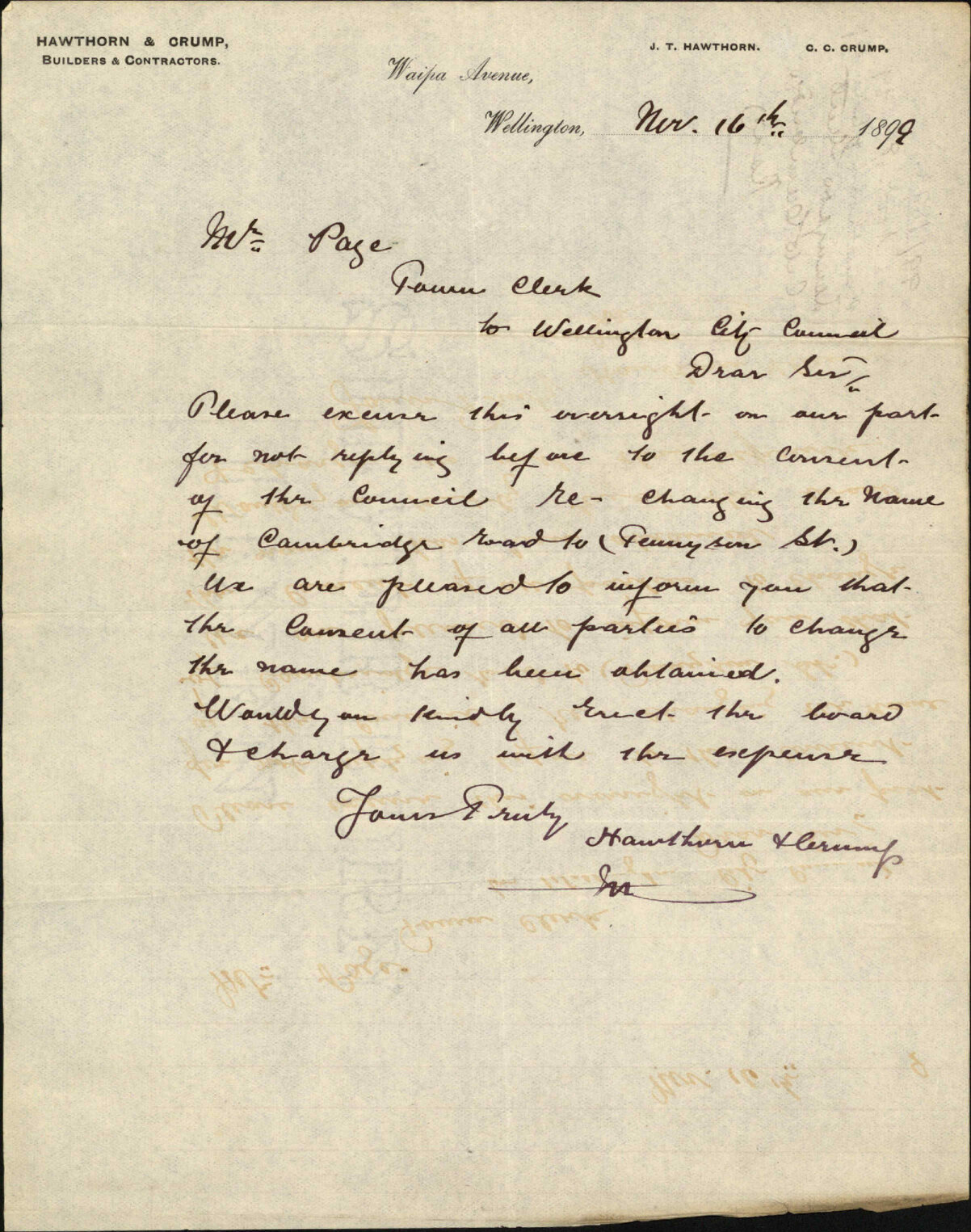 Tennyson Street (right-of-way, Cambridge Road) - Hawthorne &amp; Crump