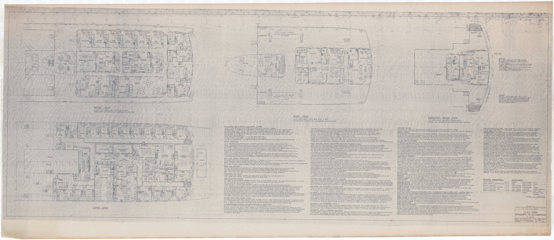 TSMV Hawea, arrangement of accommodation