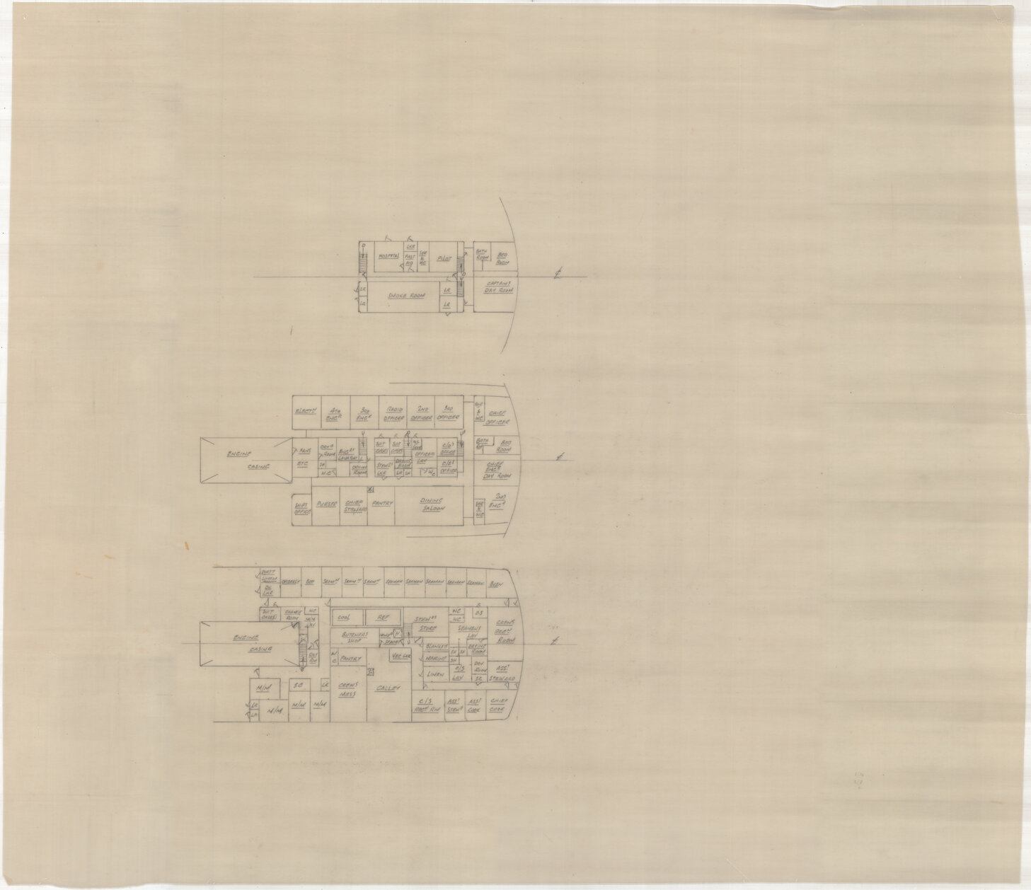 MV Hawea, arrangement of accommodation, draft