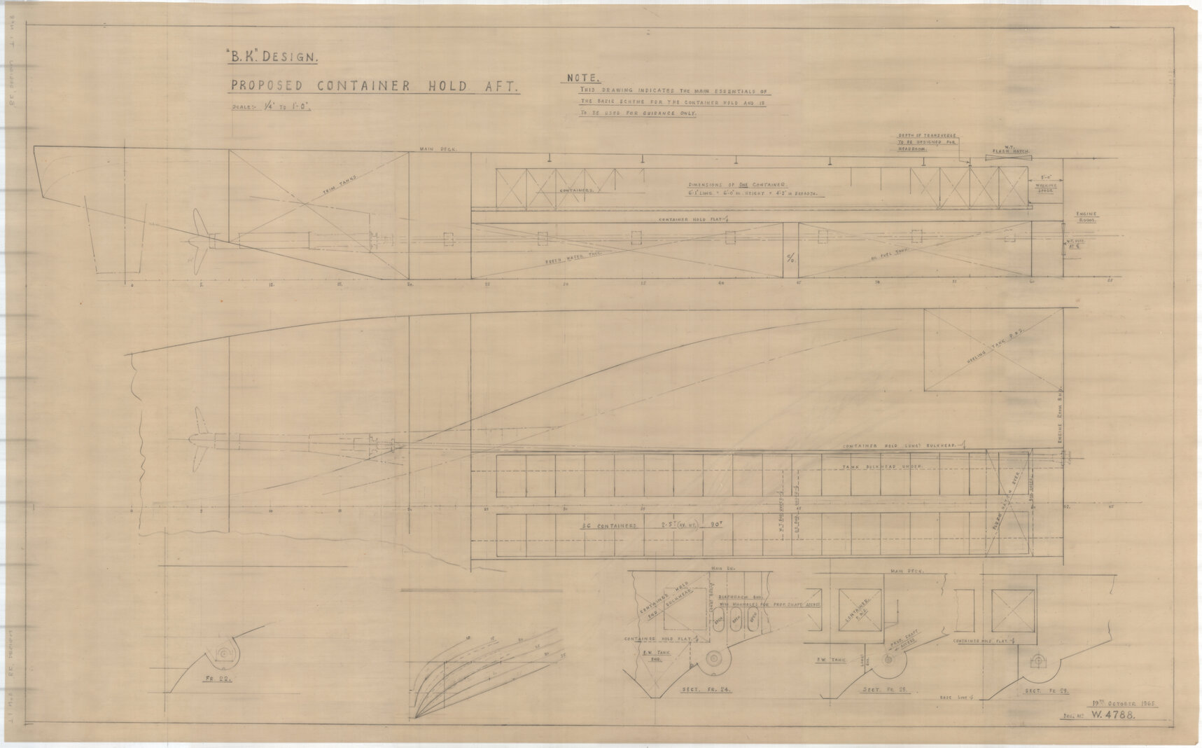 BK Design, proposed container hold aft