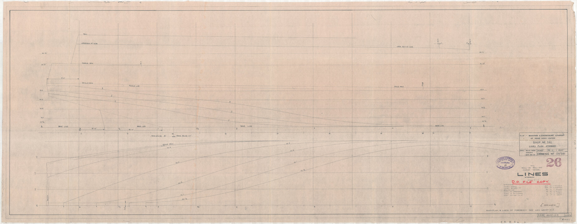 [MV Hawea], lines plan, afterbody