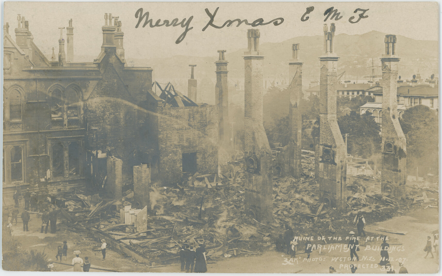 Ruins of the fire at the Parliament Buildings