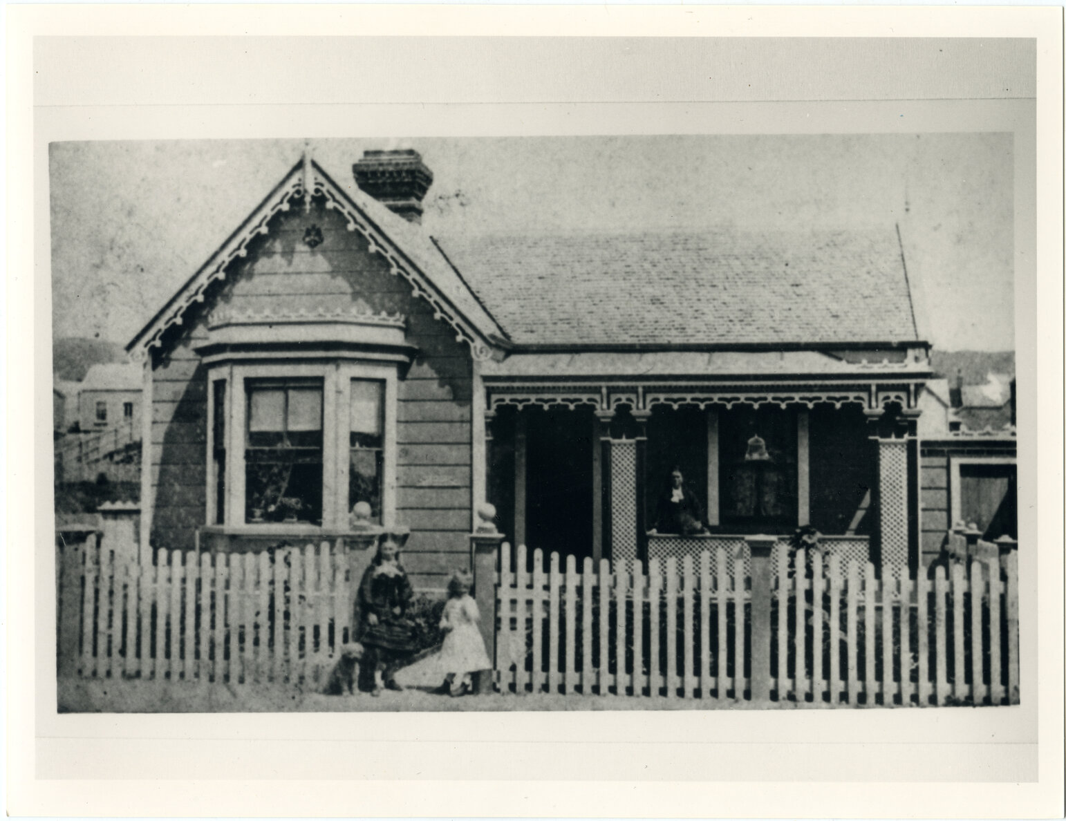 Smith family outside residence, Wellington