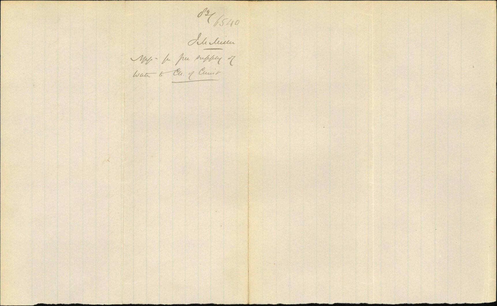 Application for free supply of water to Church of Christ - J M Miller