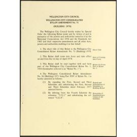Wellington City Consolidated Bylaw Amendment No. 71 (Building) 1978