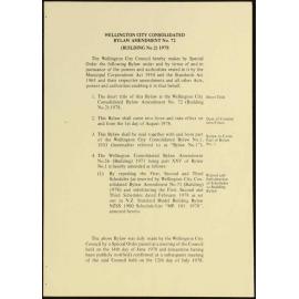 Wellington City Consolidated Bylaw Amendment No. 72 (Building No. 2) 1978