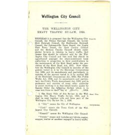 The Wellington City Heavy Traffic By-Law - 1926