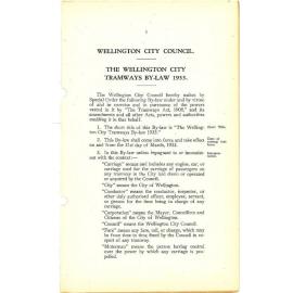 The Wellington City Tramways By-Law - 1933