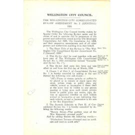 The Wellington City Consolidated By-Law Amendment No. 2 (General) 1934