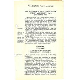 The Wellington City Consolidated By-Law Amendment No. 3 (Building) 1934