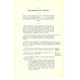 The Wellington City Consolidated By-Law Amendment No. 6 (Licensed Passenger Vehicles and Amendment) 1934