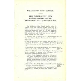 The Wellington City Consolidated By-Law Amendment No. 7 (General) 1934