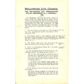 The Wellington City Consolidated By-Law Amendment No. 8 (General) 1935
