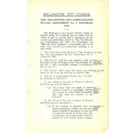 The Wellington City Consolidated By-Law Amendment No. 9 (General) 1935