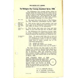 The Wellington City Tramways Amendment By-Law - 1936