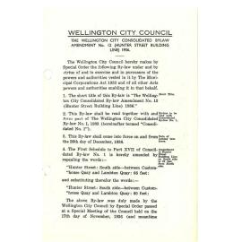 The Wellington City Consolidated Bylaw Amendment No. 12 (Hunter Street Building Line) 1936