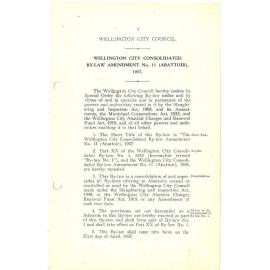 The Wellington City Consolidated By-Law Amendment, No. 13 (Abattoir), 1937