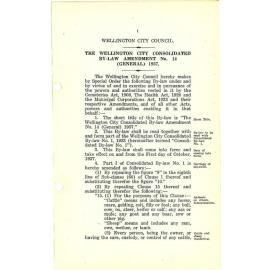 The Wellington City Consolidated By-Law Amendment No. 14 (General) 1937
