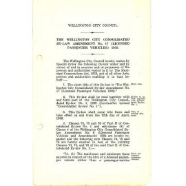 The Wellington City Consolidated By-Law Amendment No. 17 (Licensed Passenger Vehicles) - 1938