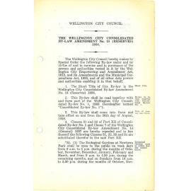 The Wellington City Consolidated By-Law Amendment No. 18 (Reserves) 1938