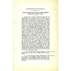 Wellington City Hutt Pipe Bridge Traffic By-Law - 1938