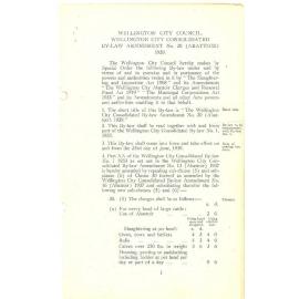 Wellington City Consolidated By-law Amendment No. 20 (Abattoir) 1939