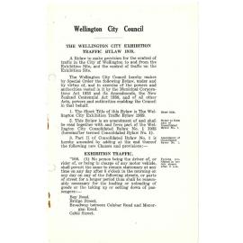The Wellington City Exhibition Traffic Bylaw 1939