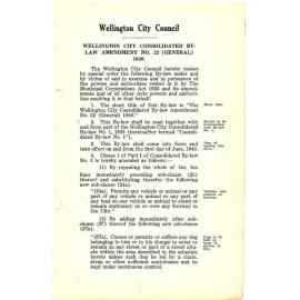 Wellington City Consolidated By-Law Amendment No. 22 (General) 1940