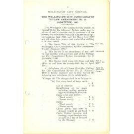 The Wellington City Consolidated By-Law Amendment No. 25 (Abattoir) 1941