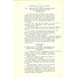 The Wellington City Consolidated By-Law Amendment No. 26 (Library) 1941