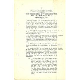 The Wellington City Consolidated By-Law Amendment No. 27 (Abattoir) 1941