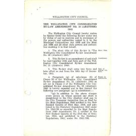 The Wellington City Consolidated By-Law Amendment No. 28 (Abattoir) 1941