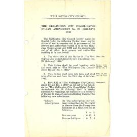 The Wellington City Consolidated By-Law Amendment No. 29 (Library) 1942